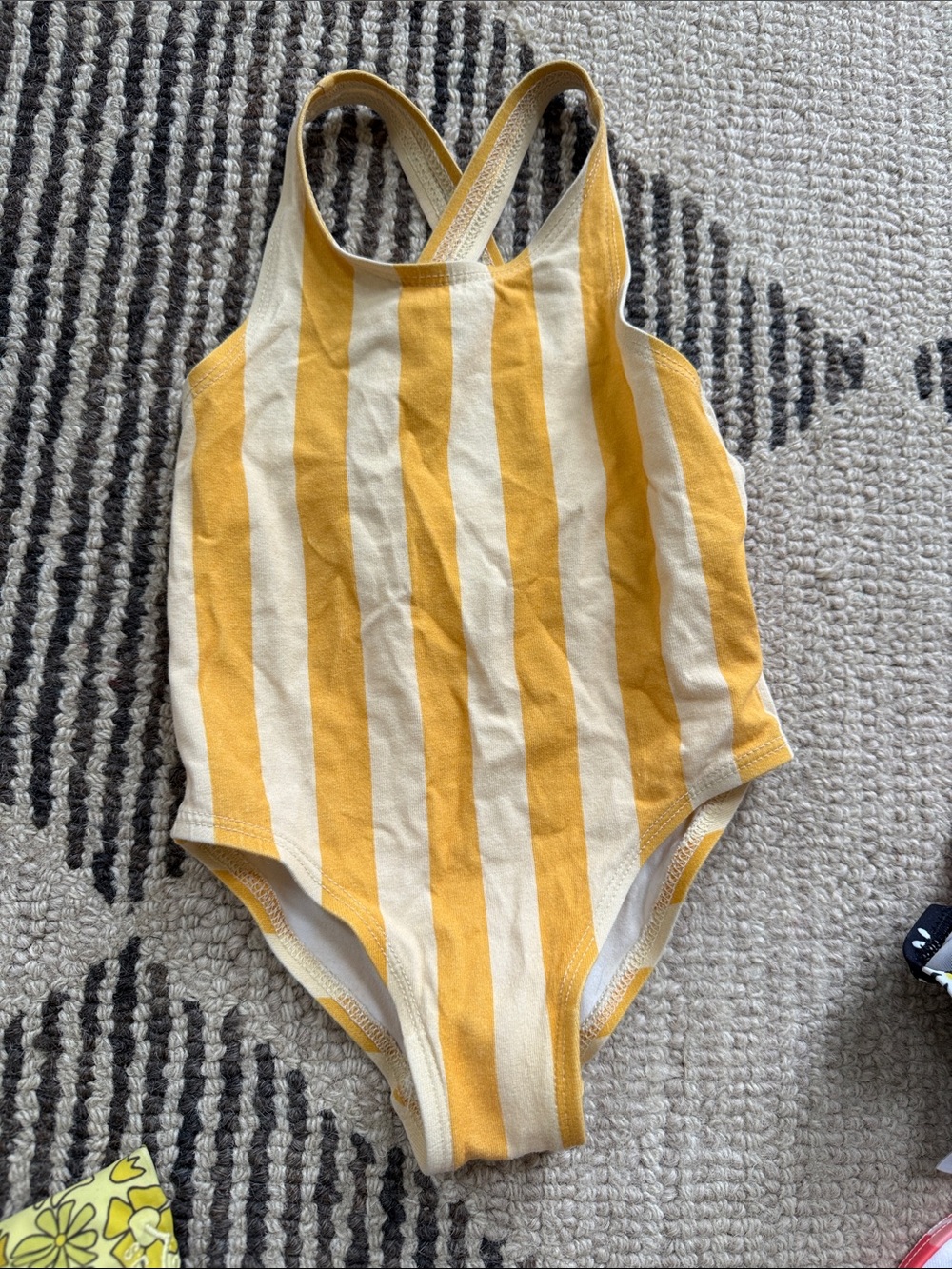 Zara Yellow & Cream Striped Kids One-Piece Swimsuit